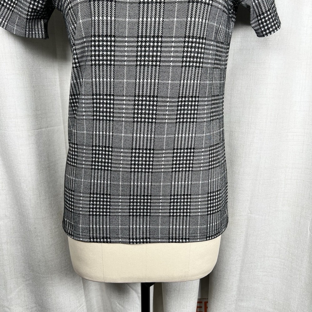 Mauvais 1/4 Zip Polo Shirt Black White‎ Glen Plaid Check Men's Size Small Golf - Picture 3 of 11